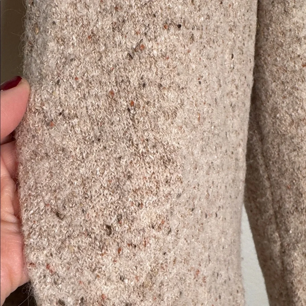 Vince Boucle Speckled Tan Wool Duster Cardigan Size Medium - Picture 2 of 6